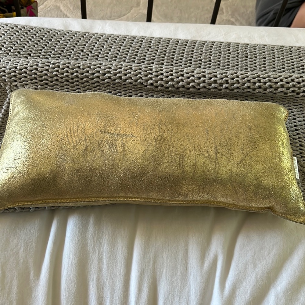 West elm gold leather pillow